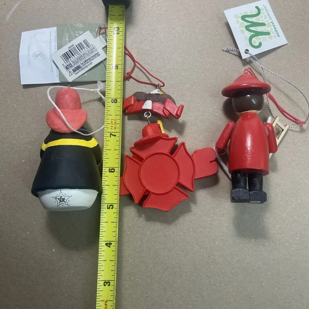 NWT Firefighter Hanging Christmas Ornaments Lot of 3